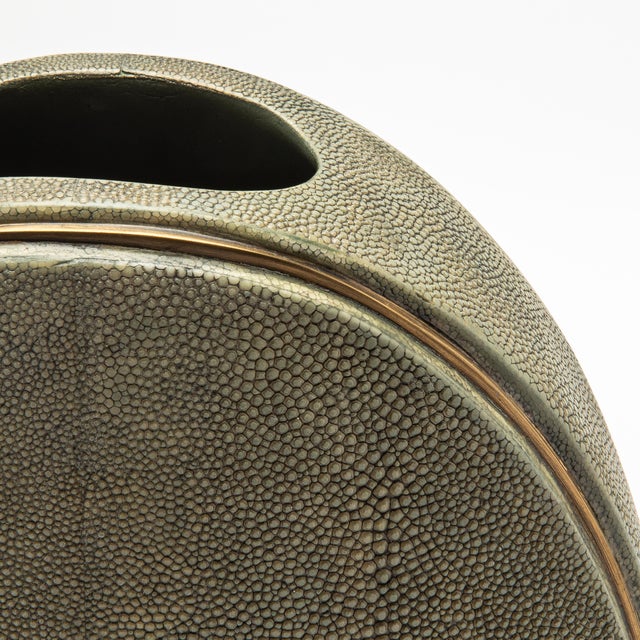 Shagreen Vase With Brass Details by R&y Augousti For Sale In Los Angeles - Image 6 of 7