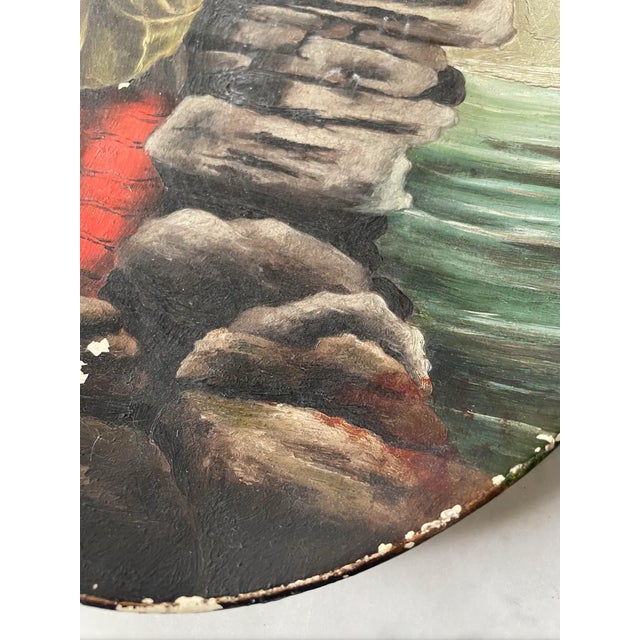 Antique Handpainted Hanging Plate - Woman With Basket For Sale - Image 4 of 5