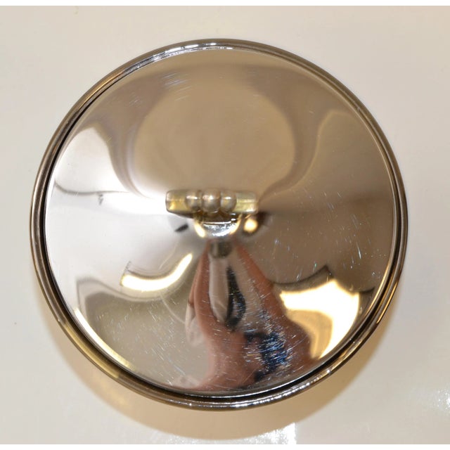 1970s Art Deco Style Barware Steel Martini Ice Bucked Insulated Black Mirrored Glass Brass Handle For Sale - Image 11 of 13