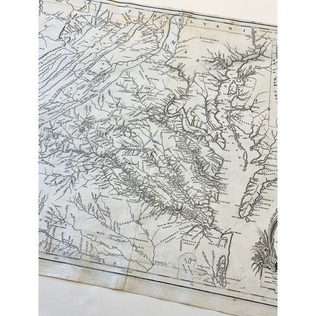 1755 Fry & Jefferson Map of Virginia and Maryland — “Carte De La Virginie Et Du Maryland” (Thomas Jefferson’s Father as Surveyor) For Sale - Image 6 of 8