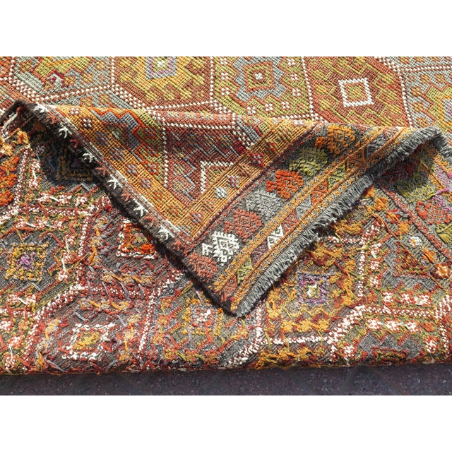 Mid 20th Century Vintage Handmade Embroidery Rug Boho Turkish Area Rug For Sale - Image 4 of 11