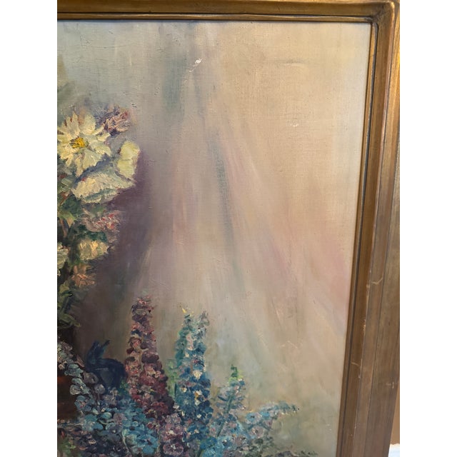 Vintage 1938 Floral Still Life Oil Painting, Signed Ashley, in Gilt Wood Frame For Sale - Image 10 of 16