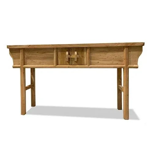 Wood Asian Natural Wood Console Table For Sale - Image 7 of 7