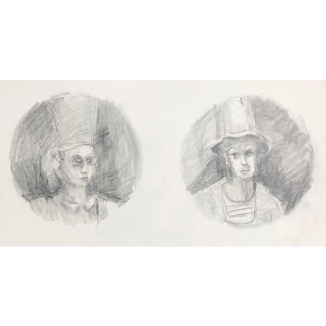 1970s Adrienne Anderson Two Jokers Drawing For Sale