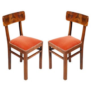 Set of Art Deco Walnut Chairs For Sale