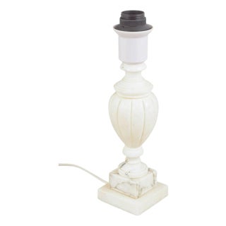 Vintage Italian Table Lamp in White Marble, 1970s For Sale