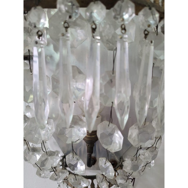 Metal Brass Wall Lights with Louis XVI Glass Decorations, Set of 2 For Sale - Image 7 of 10