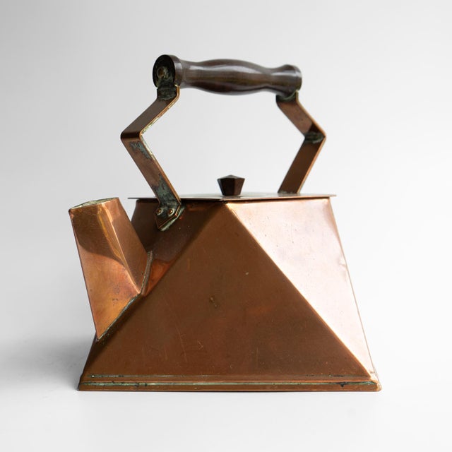 Copper Antique French Modernist Copper Kettle, Art Deco Cubist Design, 1920s For Sale - Image 8 of 16