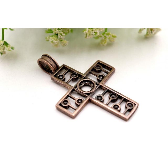 Vintage Silver Cross Pendant For Sale - Image 3 of 5