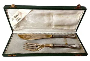 Antique German 800 Silver Fish Serving Set - Pair