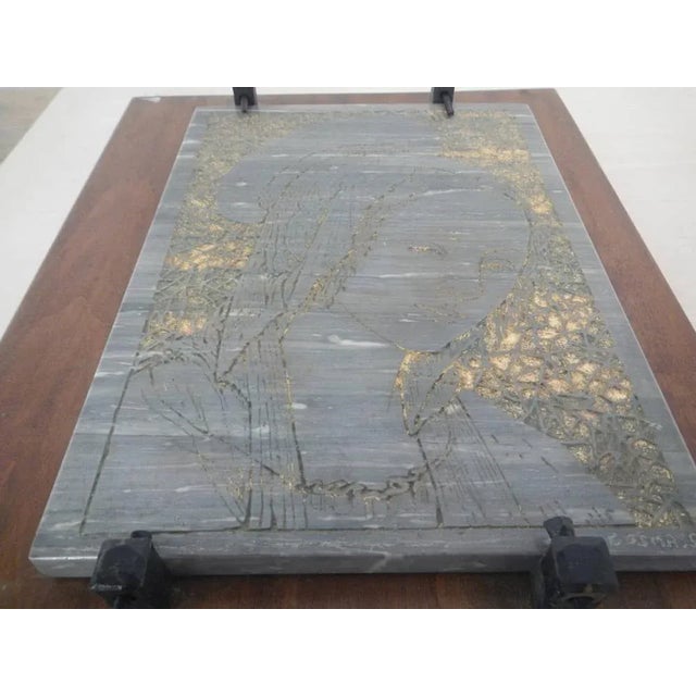 Blue Madonna Sculpture in Marble, 1970s For Sale - Image 8 of 13