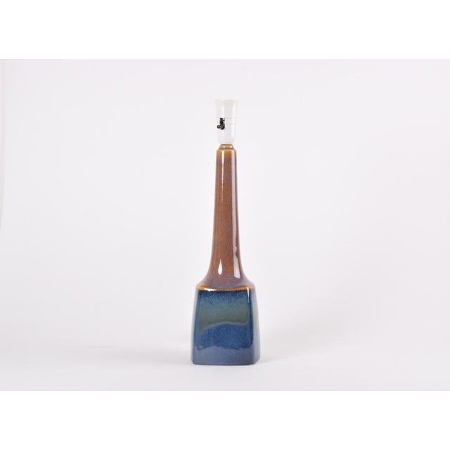 Modern Danish Table Lamp with Blue Brown Glaze from Søholm Stentøj, 1960s For Sale - Image 12 of 12