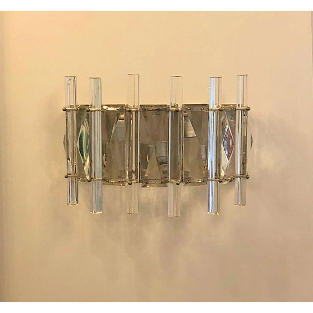 1970s Cut Crystal Mid Century Sconces - a Pair For Sale - Image 5 of 10
