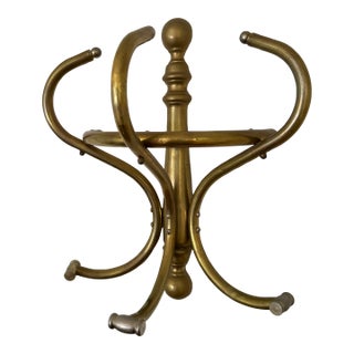 Late 20th Century Vintage Brass Wall Mounted Coat and Hat Rack For Sale