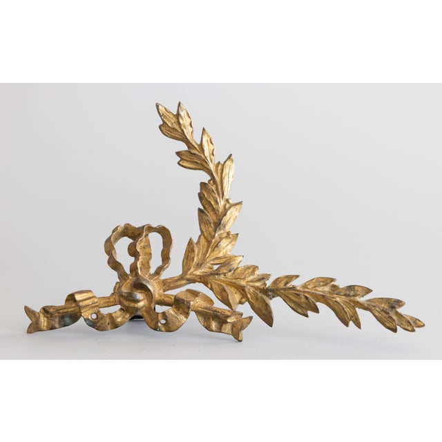 19th Century French Gilt Bronze Ormolu Bow & Garland Appliqué Tabletop Fragment Swag For Sale - Image 9 of 9