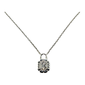 18k White Gold - 0.39 Ct Natural Diamond Luck Shape Pendant With Chain