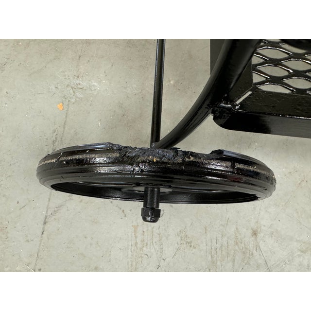 Black Vintage Mid Century Modern Salterini Style Outdoor Iron Bar Cart on Wheels For Sale - Image 8 of 12