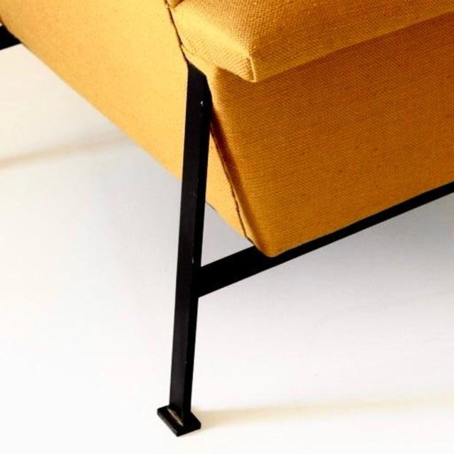 Black Mid-Century Modern Lounge Chair in Mustard Yellow Fabric, 1950s For Sale - Image 8 of 12