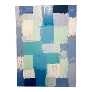 Large Modern Abstract Geometric Acrylic Painting on Canvas, Signed, Dated