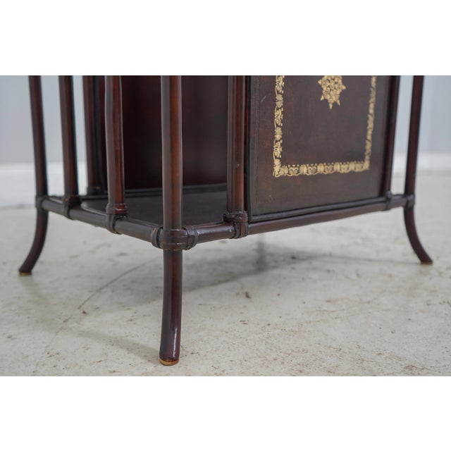 Traditional Maitland Smith Bamboo Form & Leather Magazine Rack For Sale - Image 3 of 12