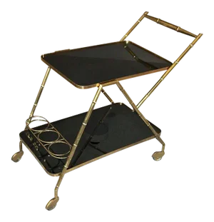 Italian Brass Faux Bamboo Bar Tea Cart