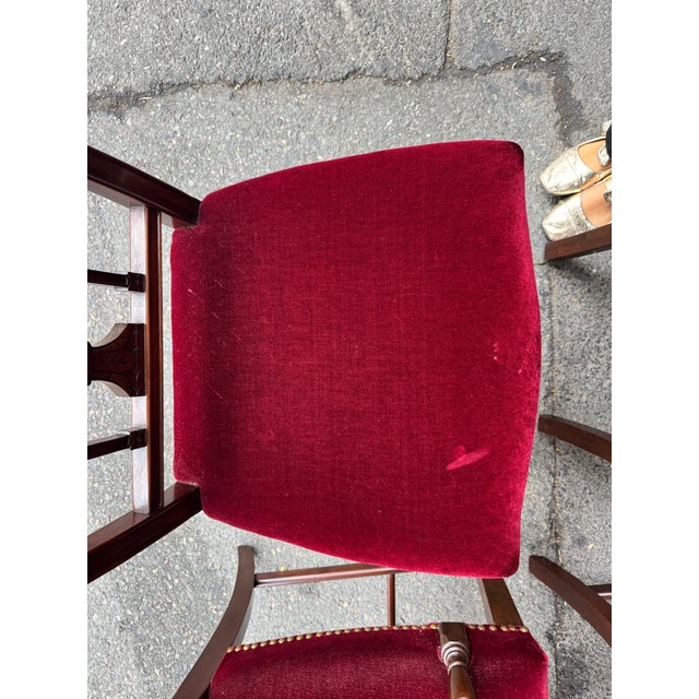 Vintage Mahogany Hepplewhite Style Set of Six Dining Chairs For Sale - Image 9 of 12