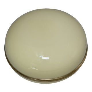 Opaline Glass Flush Mount with Brass Rim, 1960s For Sale