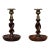 Pair of Oak Barley Twist Candlesticks With Brass Sconces For Sale