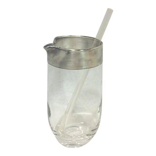 Dorothy Thorpe Silver Rim cocktail Pitcher and Stirrer For Sale