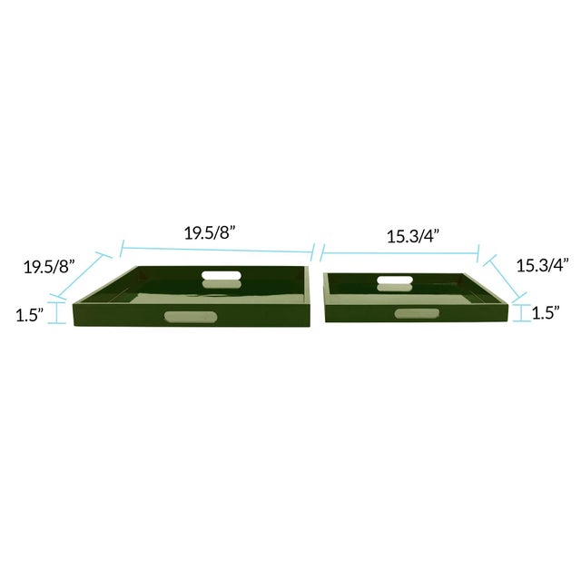Wood Saint Tropez Square Tray Set of 2 - Wild Green For Sale - Image 7 of 10