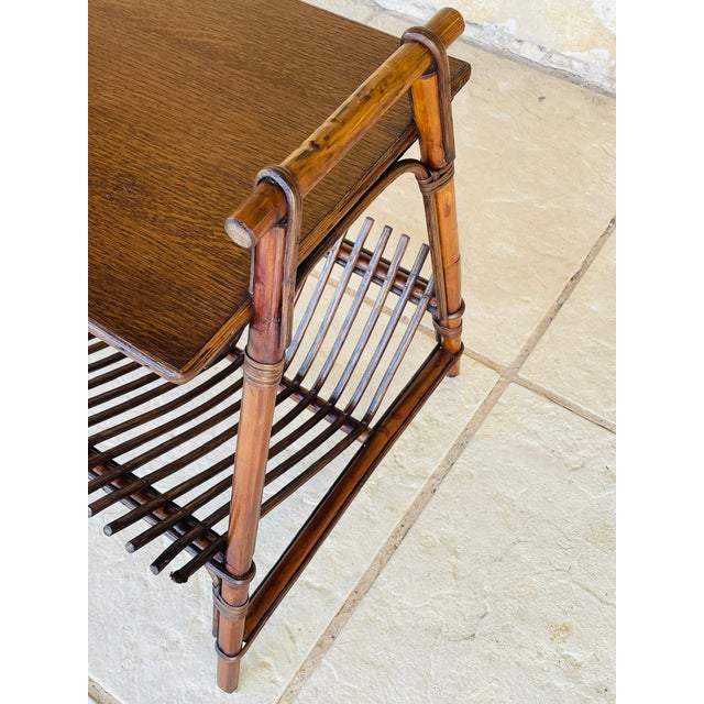 Wood Mid-Century Italian Rattan and Bamboo Side Table, 1960s For Sale - Image 7 of 18