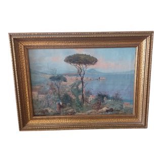 Vintage Italian Gilt Framed Italian Painting For Sale