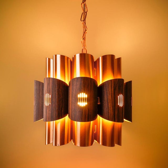 Mid-Century Modern Danish Copper Pendant Lamp by Werner Schou for Coronell Elektro, 1960s For Sale - Image 3 of 10