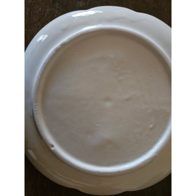 Mid 20th Century Hand Painted Blue Floral Ceramic Serving Tray With Handle For Sale - Image 11 of 12