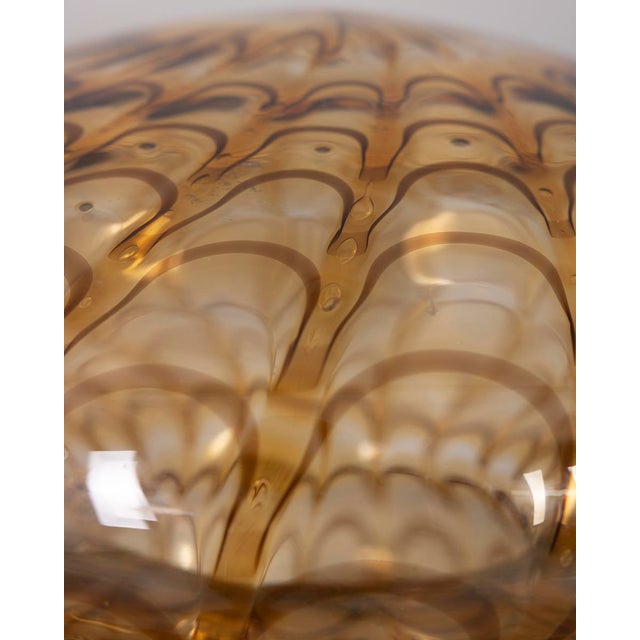 Vintage Italian Amber Murano Glass Table Lamp, 1970s For Sale - Image 4 of 10