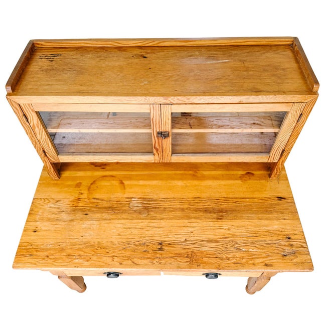 Wood Antique American Primitive Handmade Pine Possum Belly Baker's Cabinet For Sale - Image 7 of 16