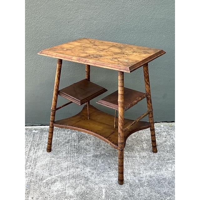 Wood Vintage Tortoise Bamboo Side Table For Sale - Image 7 of 12