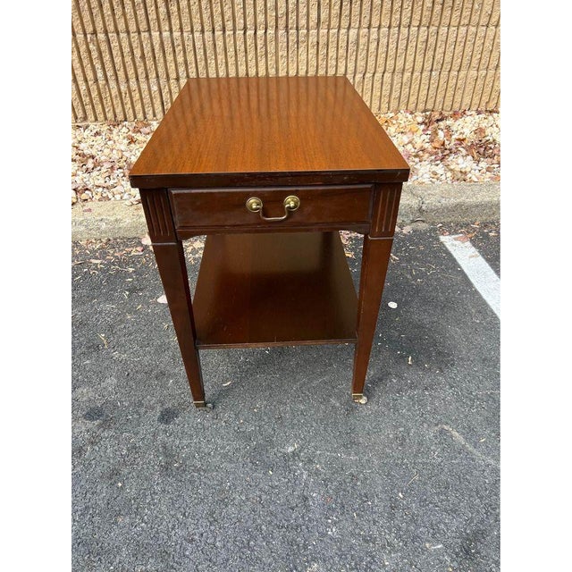 Mersman Furniture Vintage Federal Style Mahogany 2 Tier Side Table on Casters For Sale - Image 9 of 9