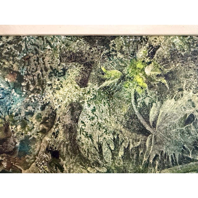 Green Vintage Forest Gouache Painting For Sale - Image 8 of 14