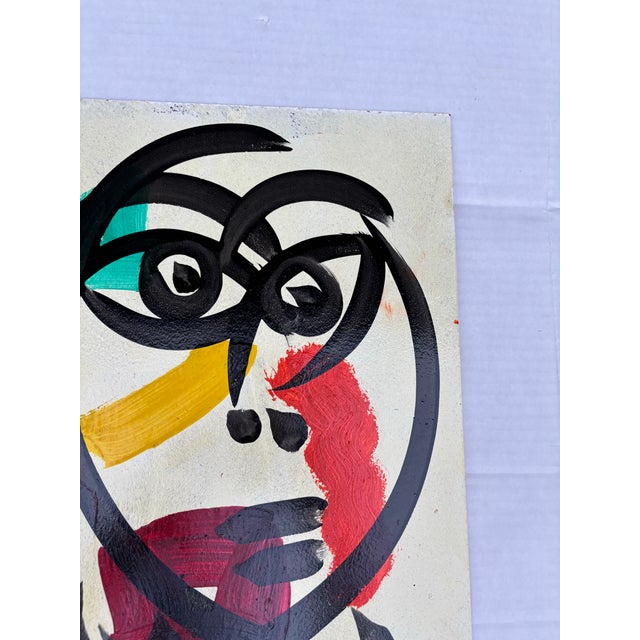 Abstract Geometric Portrait Painting on Canvas. Peter Robert Keil, a German artist born in 1942, has led a life immersed...