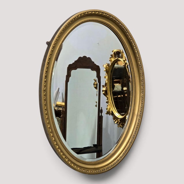 English Oval Gilt Wall Mirror, 1900 For Sale - Image 9 of 9