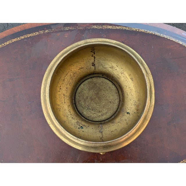 Vintage Heavy Solid Brass Small Round Pedestal Planter With Lion Heads For Sale In Washington DC - Image 6 of 9