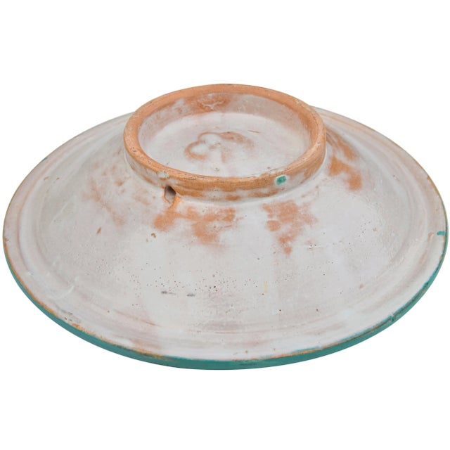 Ceramic Mid 20th Century Moroccan Turquoise Orange & Blue Ceramic Wall Plate For Sale - Image 7 of 7