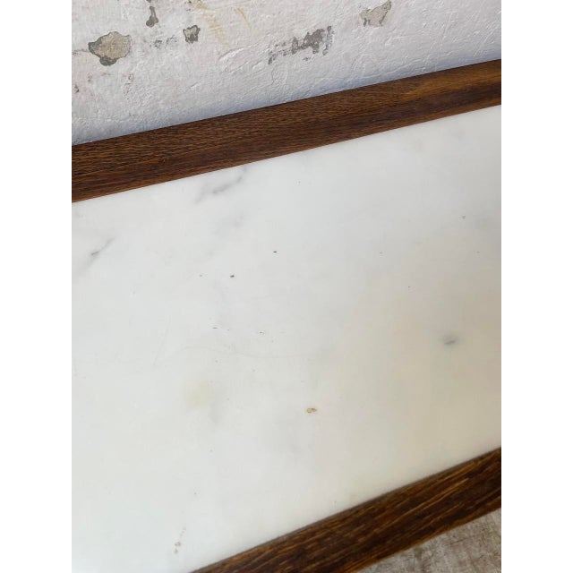 1970s Oak Console Table with White Marble Top, 1970 For Sale - Image 5 of 18