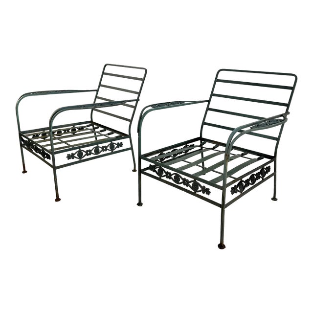 Vintage Woodard Style CastIron Lounge Chair’s - a Pair For Sale