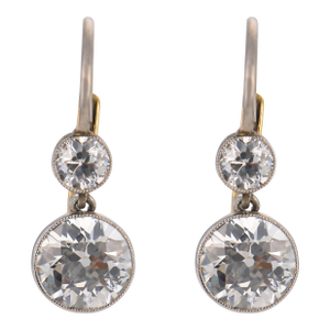 1920s Pair of Edwardian Style 2.42 Carat Diamond Platinum Drop Earrings