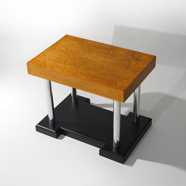 Black Stools in Birdseye Maple and Chromed Metal, 1930s, Set of 2 For Sale - Image 8 of 17