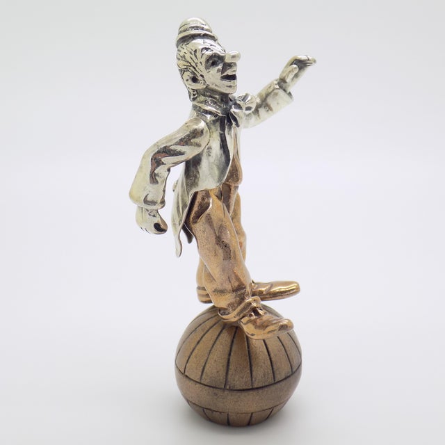 Vintage Italian Handmade Genuine Silver & Brass Balancing Jester Angini Figurine, Made in Tuscany (Italy, Arezzo) For Sale - Image 9 of 14