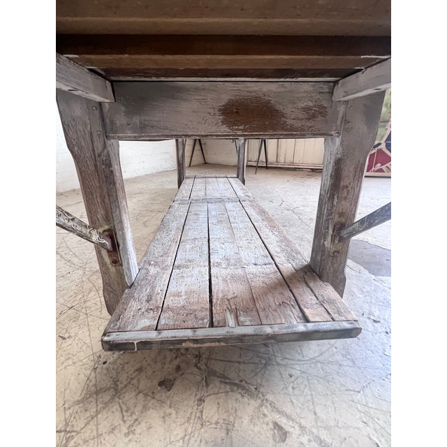 Gray Vintage Extra Long Rustic Farm Table For Sale - Image 8 of 13
