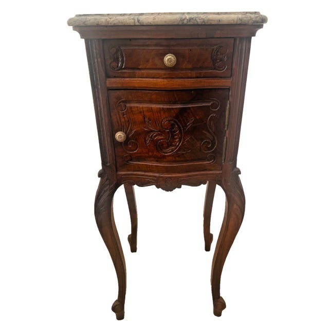 Gorgeous French Antique Nightstand with Marble Top and Interior Commode Cabinet, Hand Cut Dove tail Drawer joints and...